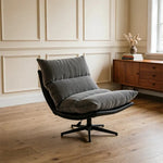LIVARA Lounge Chair - Corduroy Upholstery with Adjustable Height and 360-Degree Swivel Base, Modern Reclining Accent Chair for Living Room & Bedroom - Grey