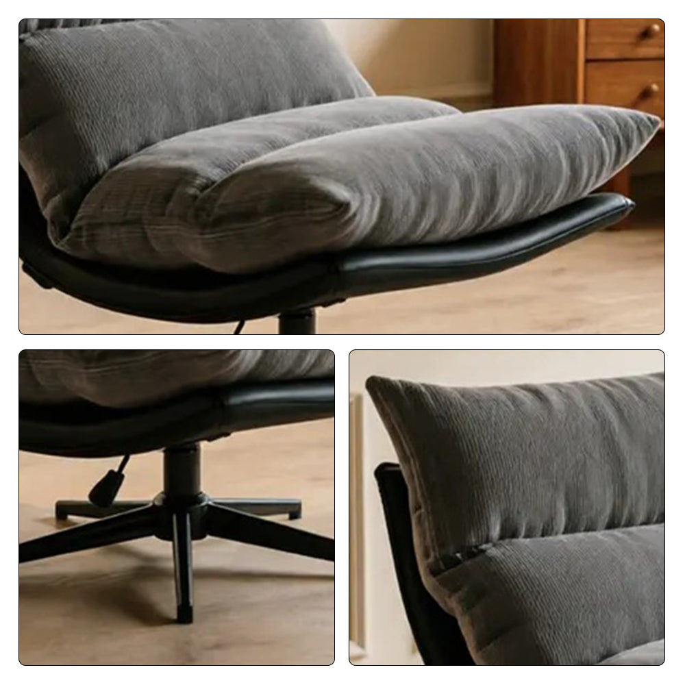 LIVARA Lounge Chair - Corduroy Upholstery with Adjustable Height and 360-Degree Swivel Base, Modern Reclining Accent Chair for Living Room & Bedroom - Grey