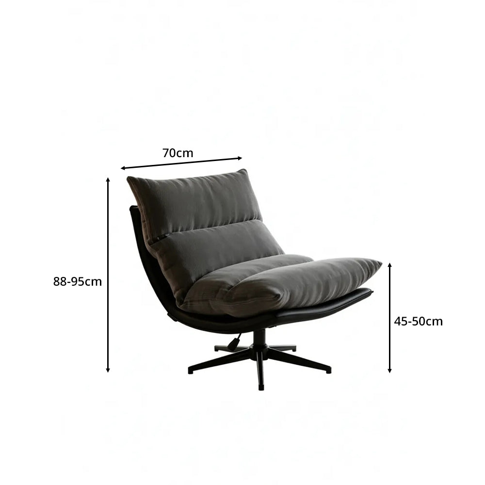 LIVARA Lounge Chair - Corduroy Upholstery with Adjustable Height and 360-Degree Swivel Base, Modern Reclining Accent Chair for Living Room & Bedroom - Grey
