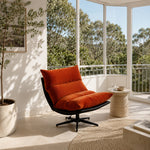 LIVARA Lounge Chair - Corduroy Upholstery with Adjustable Height and 360-Degree Swivel Base, Modern Reclining Accent Chair for Living Room & Bedroom - Orange