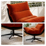 LIVARA Lounge Chair - Corduroy Upholstery with Adjustable Height and 360-Degree Swivel Base, Modern Reclining Accent Chair for Living Room & Bedroom - Orange