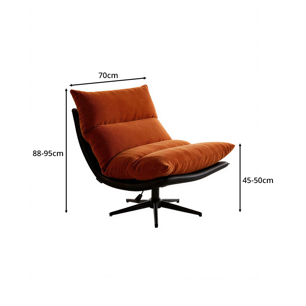 LIVARA Lounge Chair - Corduroy Upholstery with Adjustable Height and 360-Degree Swivel Base, Modern Reclining Accent Chair for Living Room & Bedroom - Orange