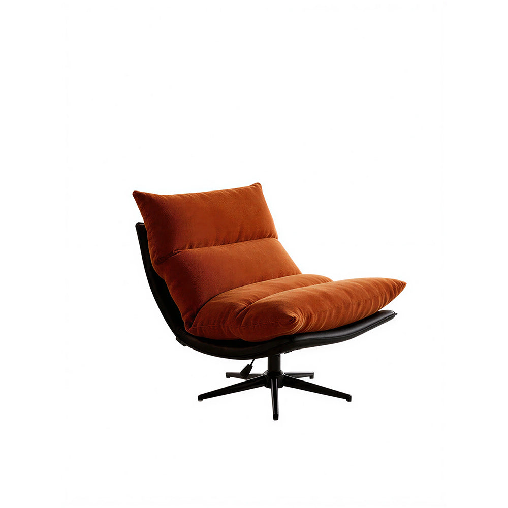 LIVARA Lounge Chair - Corduroy Upholstery with Adjustable Height and 360-Degree Swivel Base, Modern Reclining Accent Chair for Living Room & Bedroom - Orange