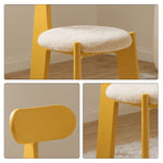LIVARA Dining Chair - Soft Sherpa Cushion with Rubber Wood Frame, Modern Accent Chair for Dining Room Bedroom & Home Office - Yellow