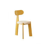 LIVARA Dining Chair - Soft Sherpa Cushion with Rubber Wood Frame, Modern Accent Chair for Dining Room Bedroom & Home Office - Yellow