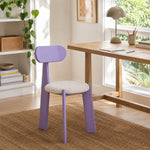 LIVARA Dining Chair - Soft Sherpa Cushion with Rubber Wood Frame, Modern Accent Chair for Dining Room Bedroom & Home Office - Purple