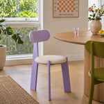 LIVARA Dining Chair - Soft Sherpa Cushion with Rubber Wood Frame, Modern Accent Chair for Dining Room Bedroom & Home Office - Purple