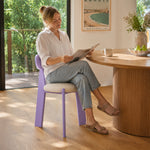 LIVARA Dining Chair - Soft Sherpa Cushion with Rubber Wood Frame, Modern Accent Chair for Dining Room Bedroom & Home Office - Purple
