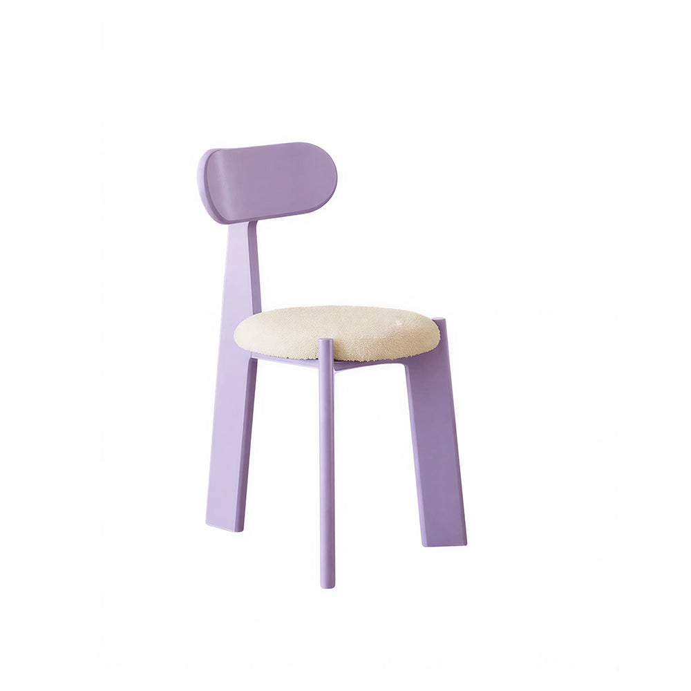 LIVARA Dining Chair - Soft Sherpa Cushion with Rubber Wood Frame, Modern Accent Chair for Dining Room Bedroom & Home Office - Purple