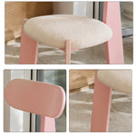 LIVARA Dining Chair - Soft Sherpa Cushion with Rubber Wood Frame, Modern Accent Chair for Dining Room Bedroom & Home Office - Pink