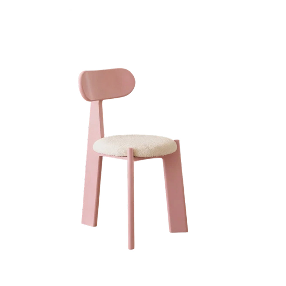 LIVARA Dining Chair - Soft Sherpa Cushion with Rubber Wood Frame, Modern Accent Chair for Dining Room Bedroom & Home Office - Pink