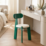 LIVARA Dining Chair - Soft Sherpa Cushion with Rubber Wood Frame, Modern Accent Chair for Dining Room Bedroom & Home Office - Green