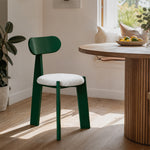 LIVARA Dining Chair - Soft Sherpa Cushion with Rubber Wood Frame, Modern Accent Chair for Dining Room Bedroom & Home Office - Green