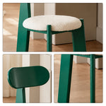 LIVARA Dining Chair - Soft Sherpa Cushion with Rubber Wood Frame, Modern Accent Chair for Dining Room Bedroom & Home Office - Green