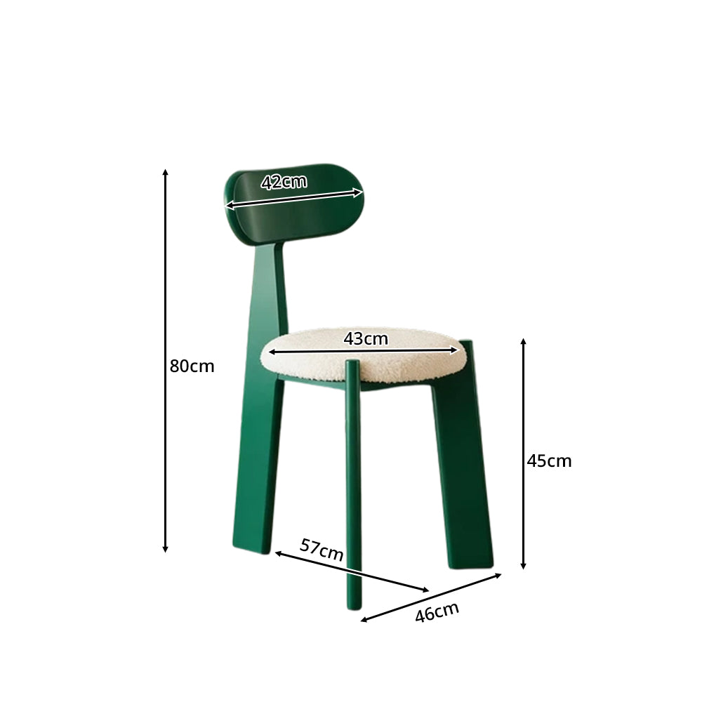 LIVARA Dining Chair - Soft Sherpa Cushion with Rubber Wood Frame, Modern Accent Chair for Dining Room Bedroom & Home Office - Green