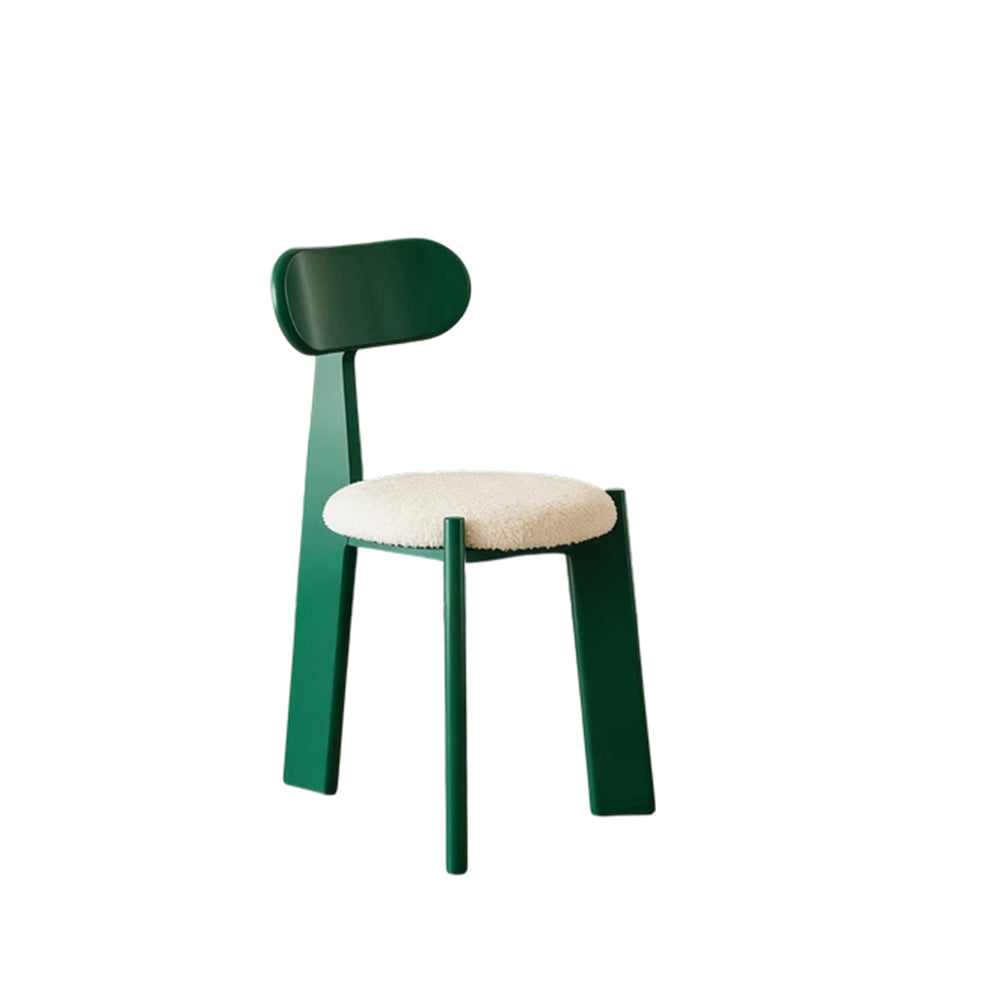 LIVARA Dining Chair - Soft Sherpa Cushion with Rubber Wood Frame, Modern Accent Chair for Dining Room Bedroom & Home Office - Green