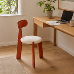 LIVARA Dining Chair - Soft Sherpa Cushion with Rubber Wood Frame, Modern Accent Chair for Dining Room Bedroom & Home Office - Red