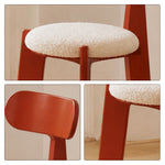 LIVARA Dining Chair - Soft Sherpa Cushion with Rubber Wood Frame, Modern Accent Chair for Dining Room Bedroom & Home Office - Red
