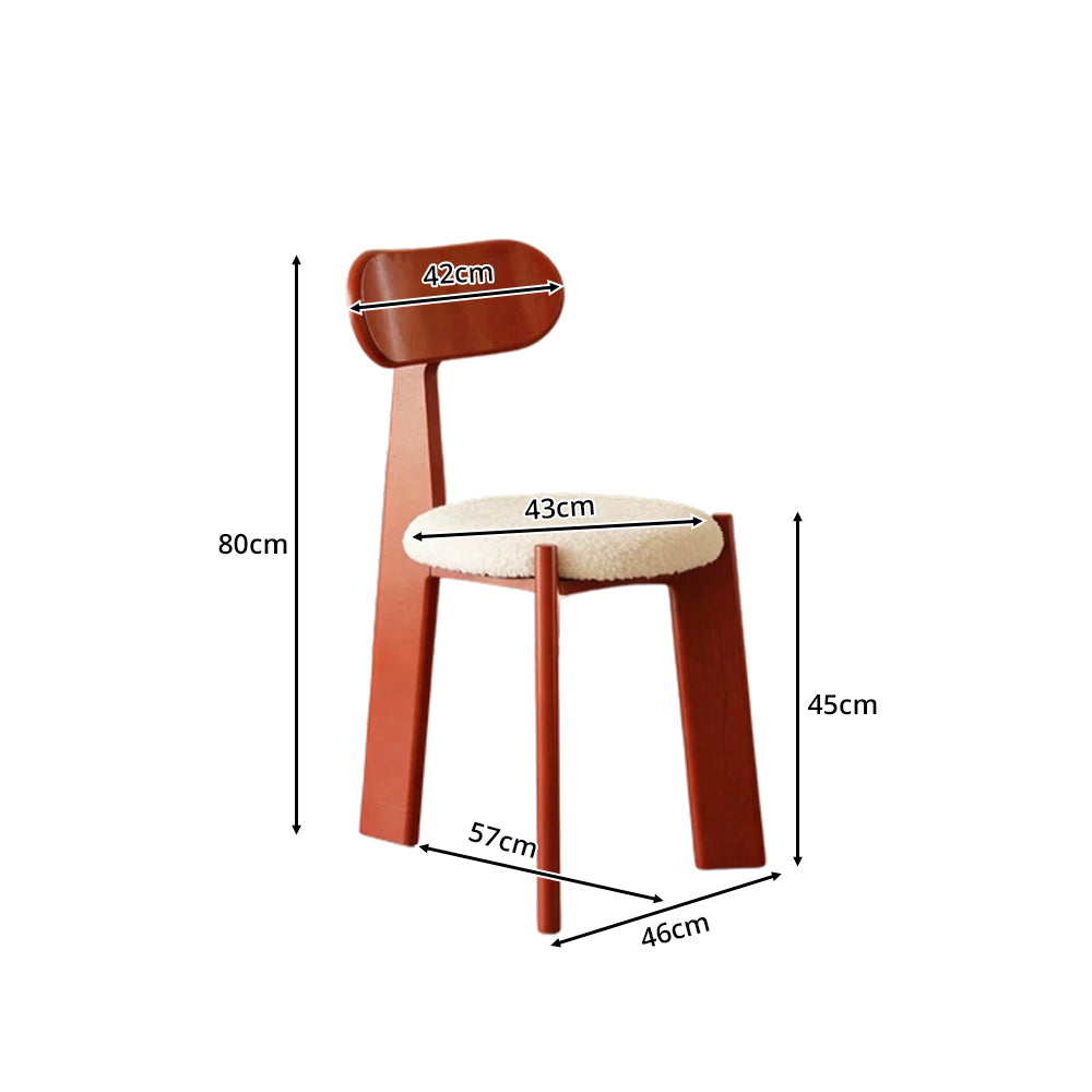 LIVARA Dining Chair - Soft Sherpa Cushion with Rubber Wood Frame, Modern Accent Chair for Dining Room Bedroom & Home Office - Red