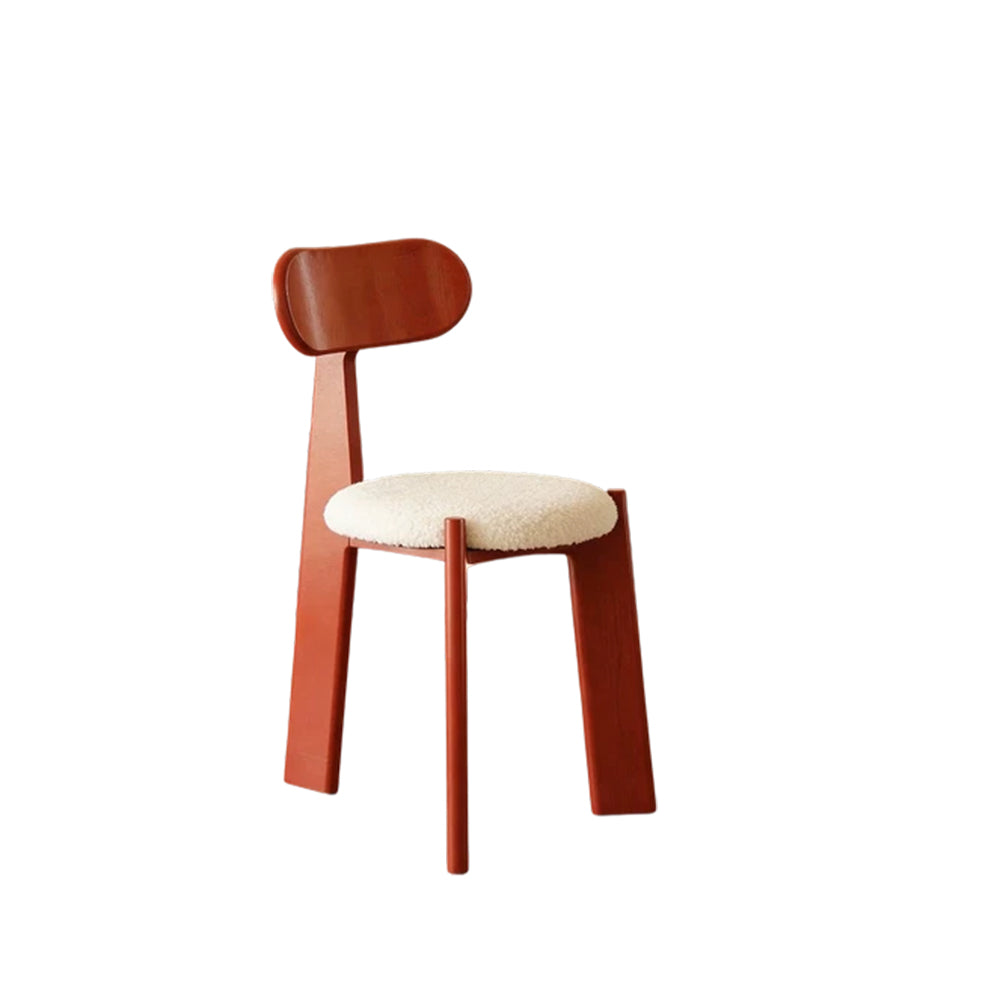 LIVARA Dining Chair - Soft Sherpa Cushion with Rubber Wood Frame, Modern Accent Chair for Dining Room Bedroom & Home Office - Red
