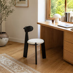 LIVARA Dining Chair - Soft Sherpa Cushion with Rubber Wood Frame, Modern Accent Chair for Dining Room Bedroom & Home Office - Black