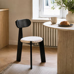 LIVARA Dining Chair - Soft Sherpa Cushion with Rubber Wood Frame, Modern Accent Chair for Dining Room Bedroom & Home Office - Black