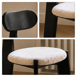 LIVARA Dining Chair - Soft Sherpa Cushion with Rubber Wood Frame, Modern Accent Chair for Dining Room Bedroom & Home Office - Black