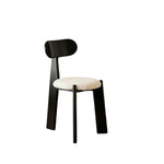LIVARA Dining Chair - Soft Sherpa Cushion with Rubber Wood Frame, Modern Accent Chair for Dining Room Bedroom & Home Office - Black