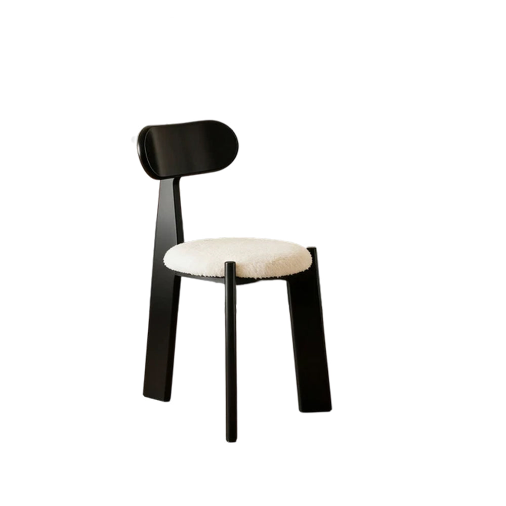 LIVARA Dining Chair - Soft Sherpa Cushion with Rubber Wood Frame, Modern Accent Chair for Dining Room Bedroom & Home Office - Black
