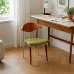 LIVARA Dining Chair - Walnut Wood Backrest with Velvet Seat and Metal Legs, Mid Century Accent Chair for Dining Room & Bedroom - Green
