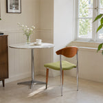 LIVARA Dining Chair - Walnut Wood Backrest with Velvet Seat and Metal Legs, Mid Century Accent Chair for Dining Room & Bedroom - Green