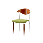 LIVARA Dining Chair - Walnut Wood Backrest with Velvet Seat and Metal Legs, Mid Century Accent Chair for Dining Room & Bedroom - Green