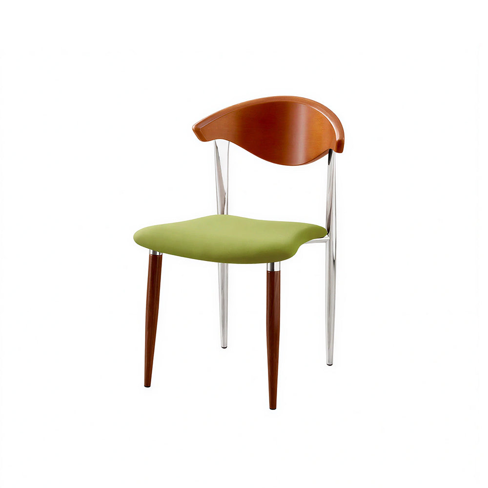 LIVARA Dining Chair - Walnut Wood Backrest with Velvet Seat and Metal Legs, Mid Century Accent Chair for Dining Room & Bedroom - Green