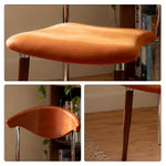 LIVARA Dining Chair - Walnut Wood Backrest with Velvet Seat and Metal Legs, Mid Century Accent Chair for Dining Room & Bedroom - Orange