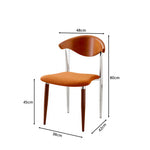 LIVARA Dining Chair - Walnut Wood Backrest with Velvet Seat and Metal Legs, Mid Century Accent Chair for Dining Room & Bedroom - Orange