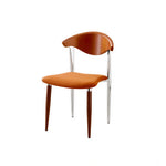 LIVARA Dining Chair - Walnut Wood Backrest with Velvet Seat and Metal Legs, Mid Century Accent Chair for Dining Room & Bedroom - Orange