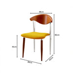 LIVARA Dining Chair - Walnut Wood Backrest with Velvet Seat and Metal Legs, Mid Century Accent Chair for Dining Room & Bedroom - Yellow