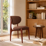 LIVARA Dining Chair - Solid Ash Wood Frame with Textured Fabric Upholstery, Mid Century Accent Chair for Dining Room & Living Space - Red