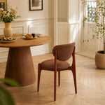 LIVARA Dining Chair - Solid Ash Wood Frame with Textured Fabric Upholstery, Mid Century Accent Chair for Dining Room & Living Space - Red