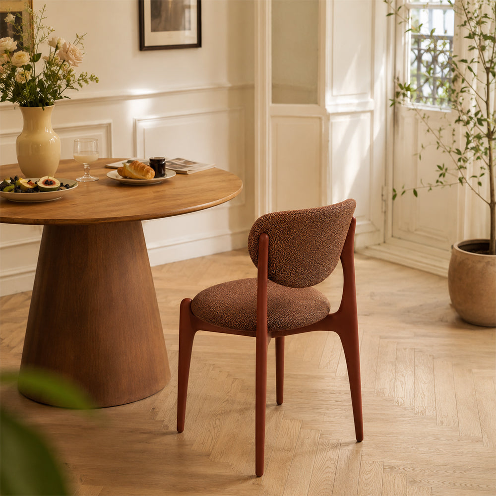 LIVARA Dining Chair - Solid Ash Wood Frame with Textured Fabric Upholstery, Mid Century Accent Chair for Dining Room & Living Space - Red