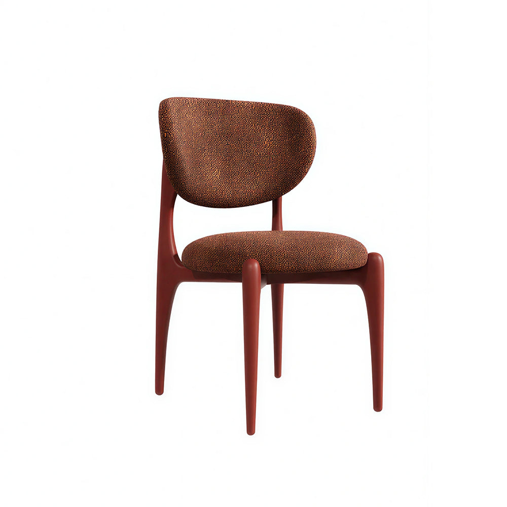 LIVARA Dining Chair - Solid Ash Wood Frame with Textured Fabric Upholstery, Mid Century Accent Chair for Dining Room & Living Space - Red