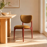 LIVARA Dining Chair - Solid Ash Wood Frame with Textured Fabric Upholstery, Mid Century Accent Chair for Dining Room & Living Space - Yellow