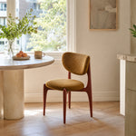 LIVARA Dining Chair - Solid Ash Wood Frame with Textured Fabric Upholstery, Mid Century Accent Chair for Dining Room & Living Space - Yellow