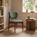 LIVARA Dining Chair - Solid Ash Wood Frame with Textured Fabric Upholstery, Mid Century Accent Chair for Dining Room & Living Space - Green