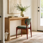 LIVARA Dining Chair - Solid Ash Wood Frame with Textured Fabric Upholstery, Mid Century Accent Chair for Dining Room & Living Space - Green