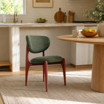 LIVARA Dining Chair - Solid Ash Wood Frame with Textured Fabric Upholstery, Mid Century Accent Chair for Dining Room & Living Space - Green