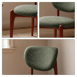 LIVARA Dining Chair - Solid Ash Wood Frame with Textured Fabric Upholstery, Mid Century Accent Chair for Dining Room & Living Space - Green