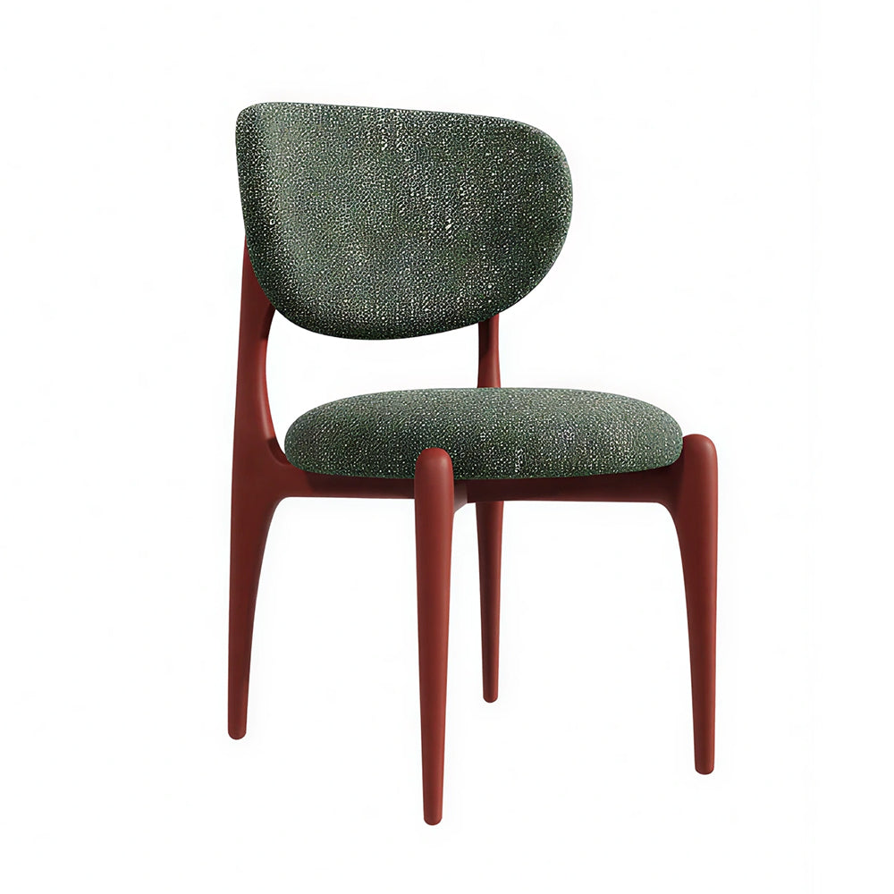 LIVARA Dining Chair - Solid Ash Wood Frame with Textured Fabric Upholstery, Mid Century Accent Chair for Dining Room & Living Space - Green