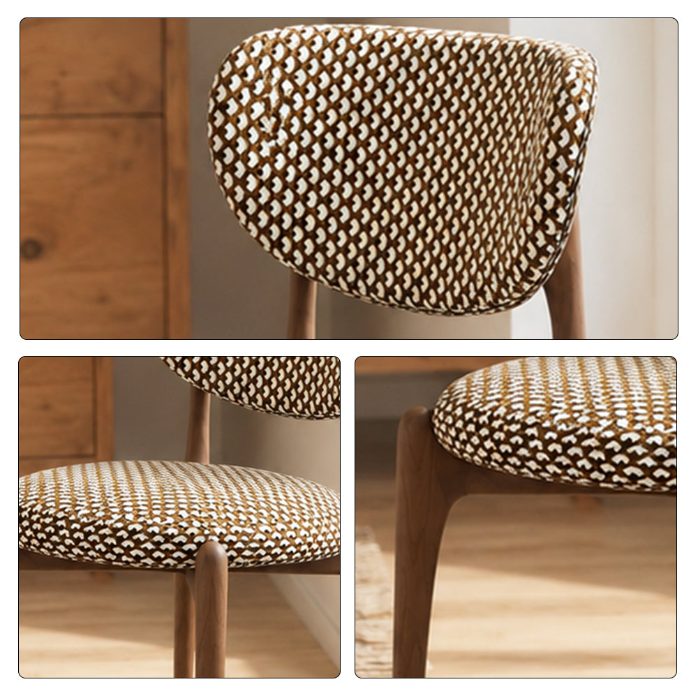 LIVARA Dining Chair - Solid Ash Wood Frame with Textured Fabric Upholstery, Mid Century Accent Chair for Dining Room & Living Space - Yellow & White