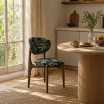 LIVARA Dining Chair - Solid Ash Wood Frame with Textured Fabric Upholstery, Mid Century Accent Chair for Dining Room & Living Space - Green